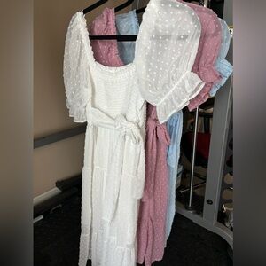 Merokeety Swiss Dot Dress in White